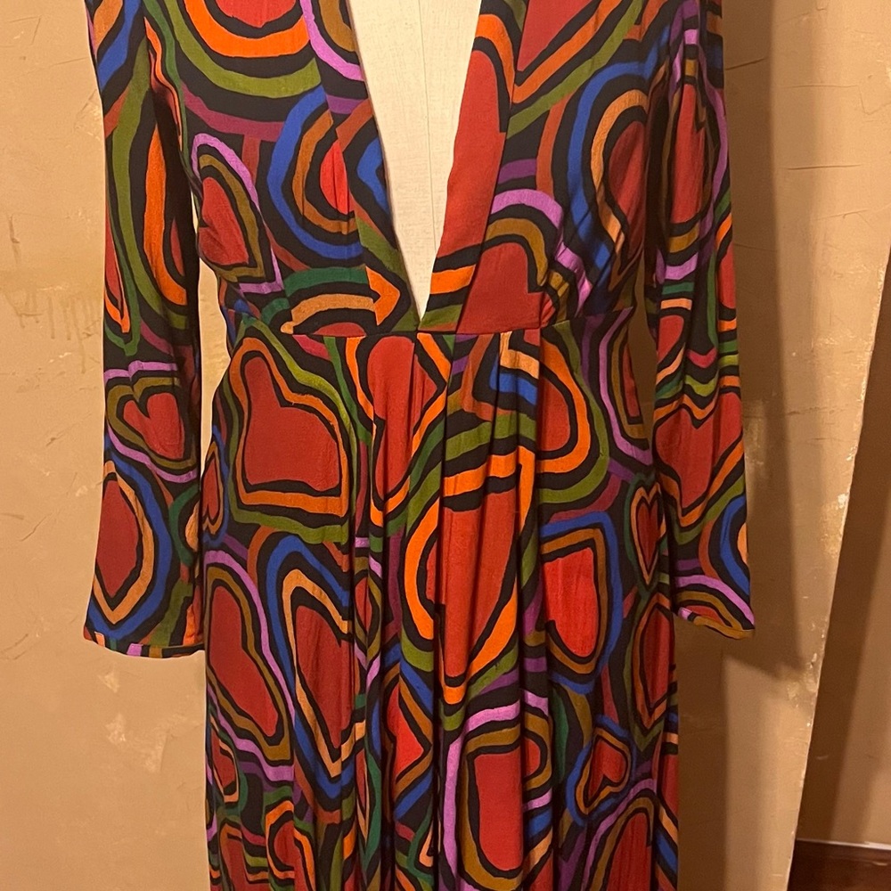 FARM Rio M Rainbow Wild Hearts Maxi Dress Holiday Wedding Valentine Love - Picture 15 of 16